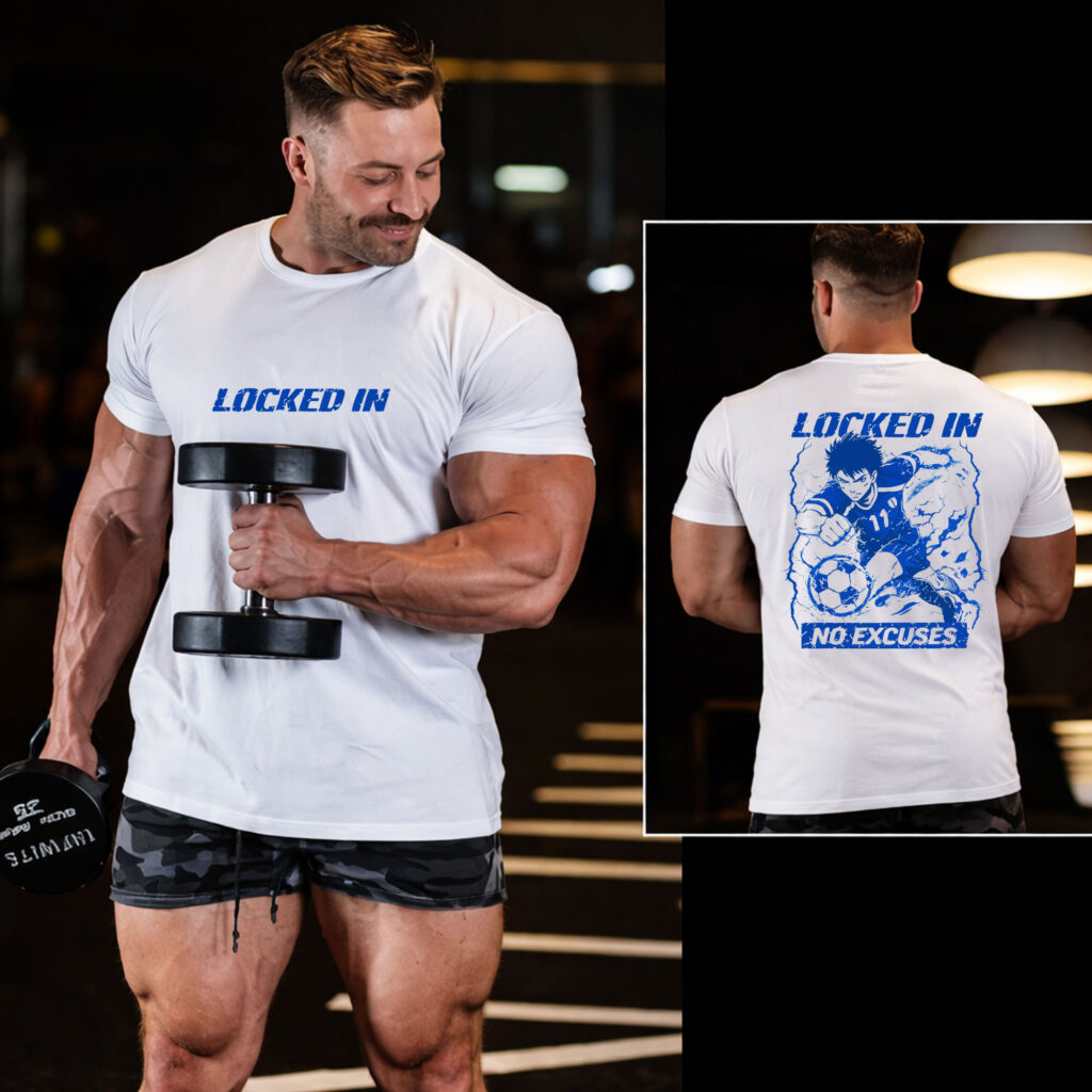 no excuses gym t shirt black front and back fitness streetwear shirt for men