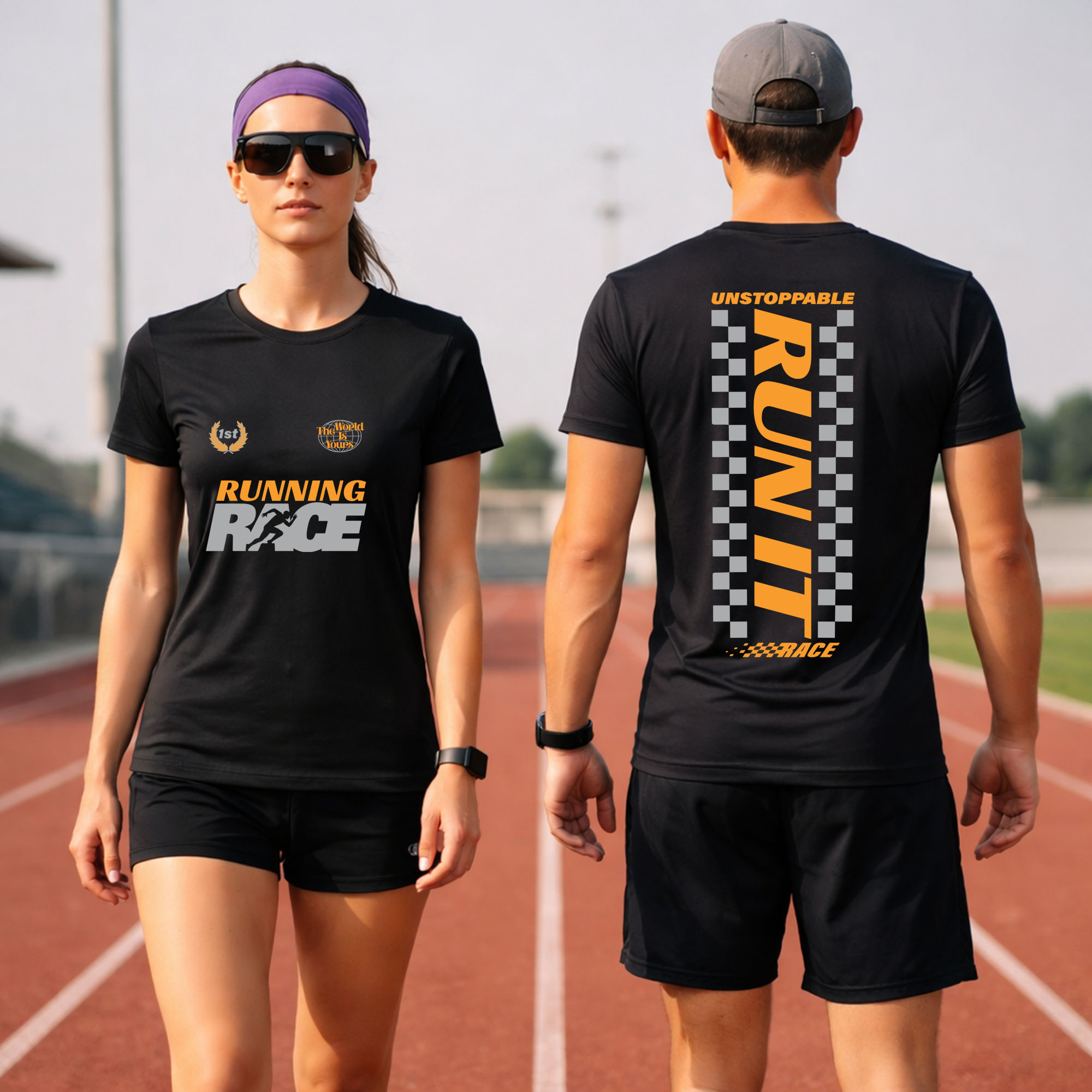 Running Race Shirt – Powerful Run It Running Tee for Runners (Top Motivation) 5 black running race shirt orange run it design performance running t-shirt