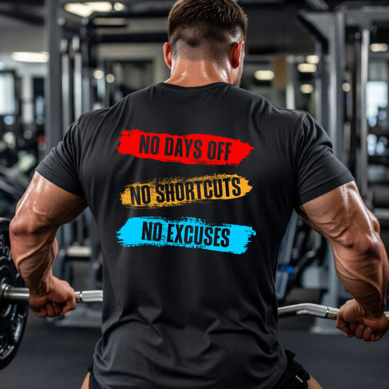 no days off gym shirt back print workout design